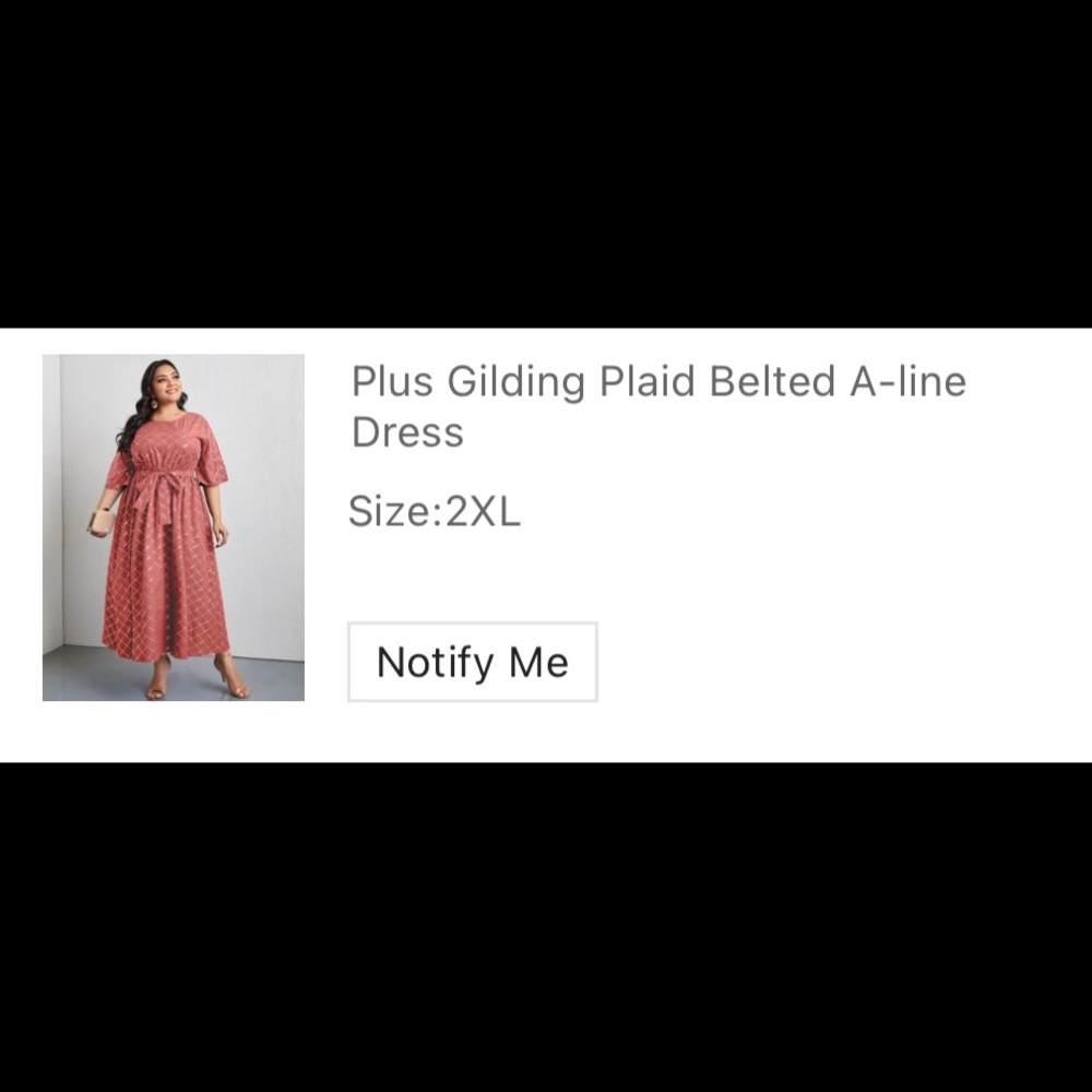 Plus Gilding Plaid Belted A-Line Dress